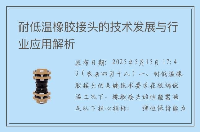 耐低溫橡膠接頭的技術發展與行業